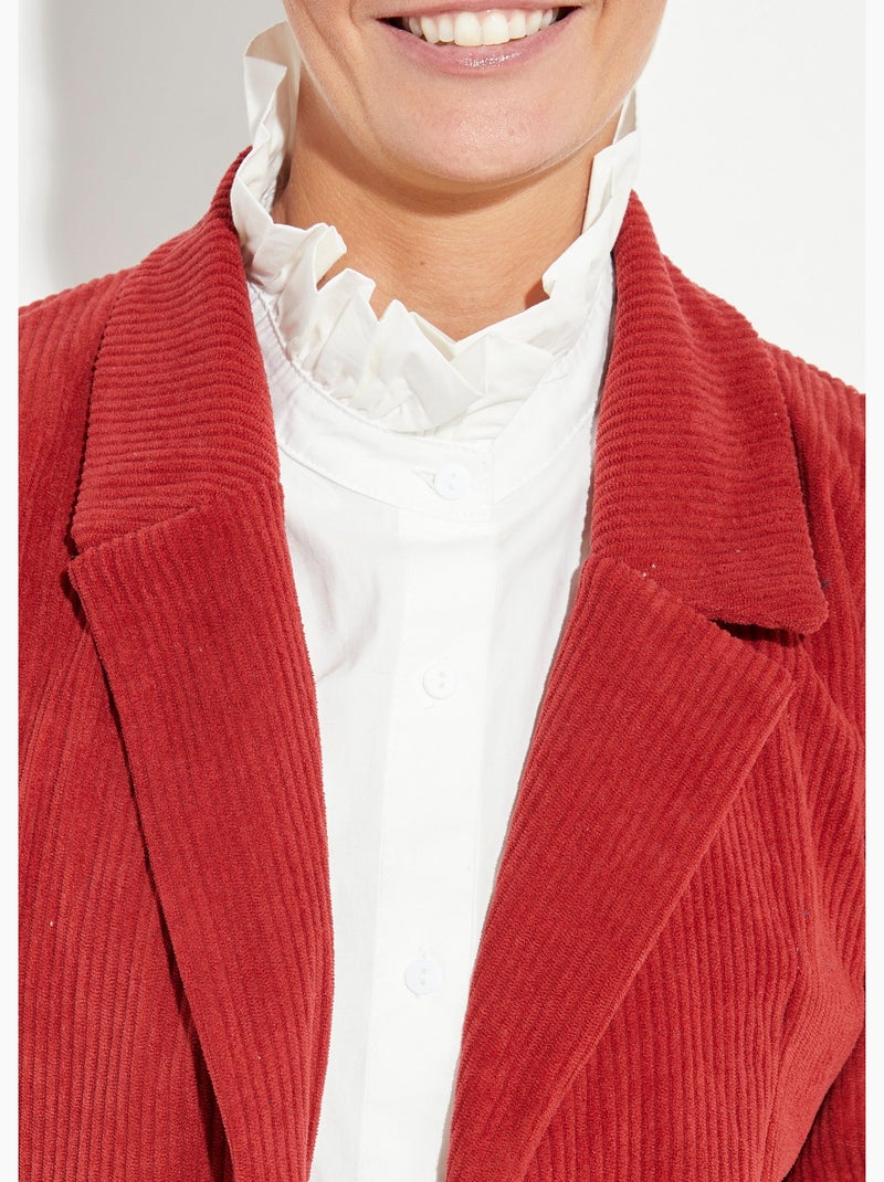 Veste velours grosses cotes, col tailleur - Afibel Brique - Kiabi