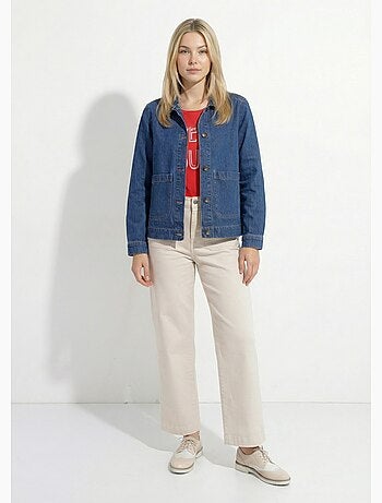 Veste worker en jean boutonnée mi-saison - afibel