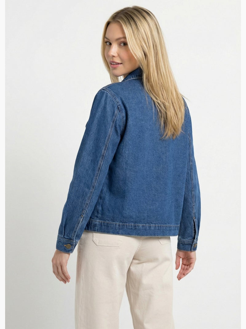 Veste worker en jean boutonnée mi-saison - afibel Bleu - Kiabi