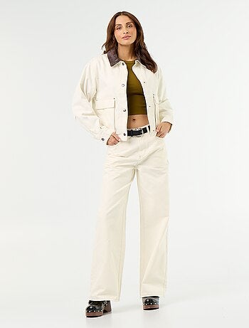 Veste workwear en denim et col velours