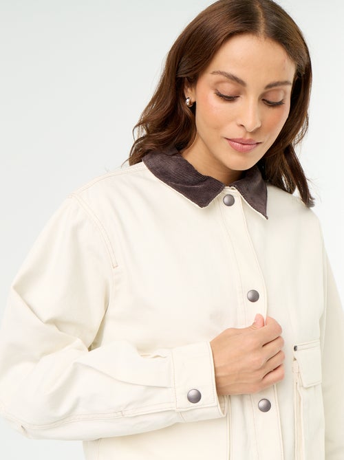 Veste workwear en denim et col velours - Kiabi