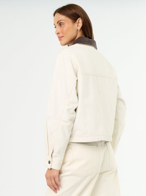 Veste workwear en denim et col velours - Kiabi