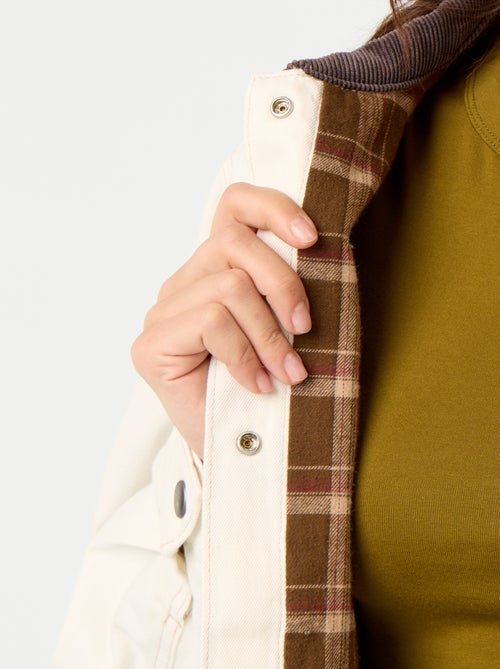 Veste workwear en denim et col velours - Kiabi Veste workwear en denim et col velours - Kiabi