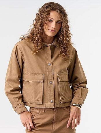 Veste workwear en denim et col velours