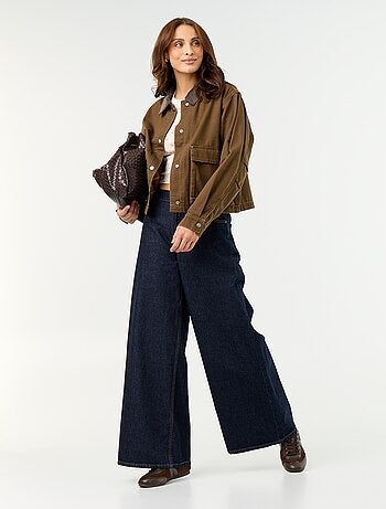 Veste workwear en denim et col velours