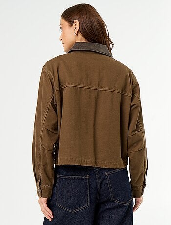 Veste workwear en denim et col velours