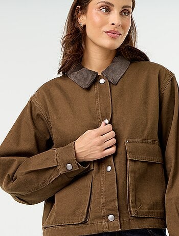 Veste workwear en denim et col velours