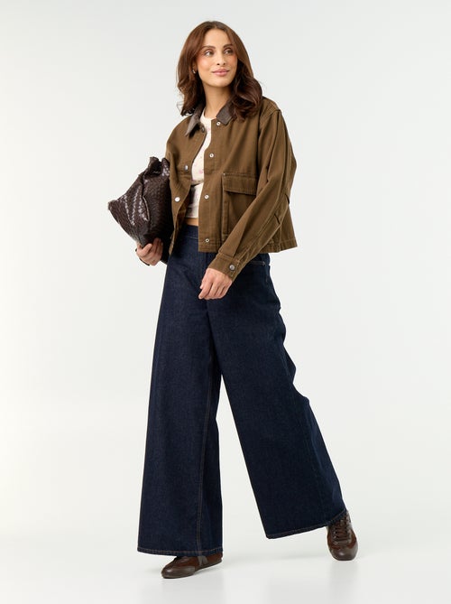 Veste workwear en denim et col velours - Kiabi