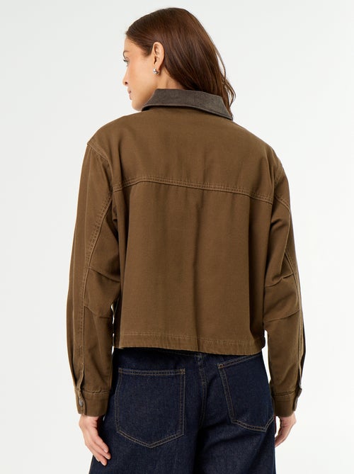 Veste workwear en denim et col velours - Kiabi