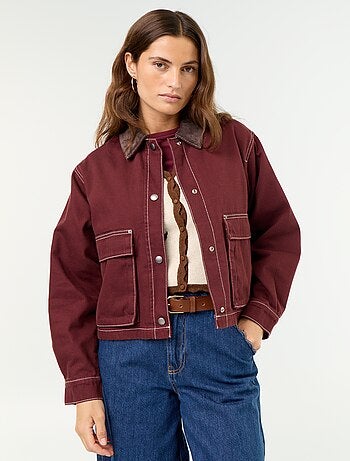 Veste workwear en denim et col velours