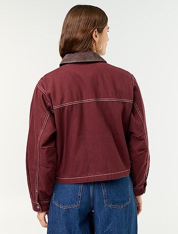Veste workwear en denim et col velours