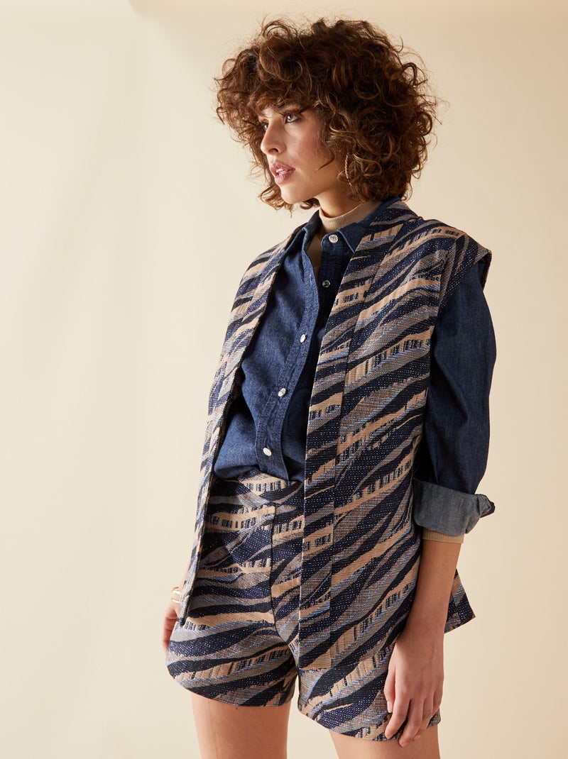 Veste zébrée façon kimono x Jacquard Zèbre - Kiabi