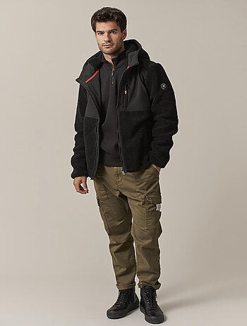 Veste zippée à capuche bi-matière 'Deeluxe'