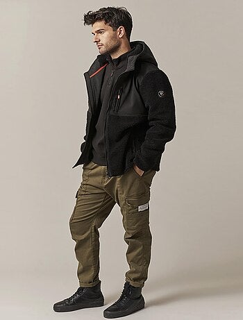 Veste zippée à capuche bi-matière 'Deeluxe'
