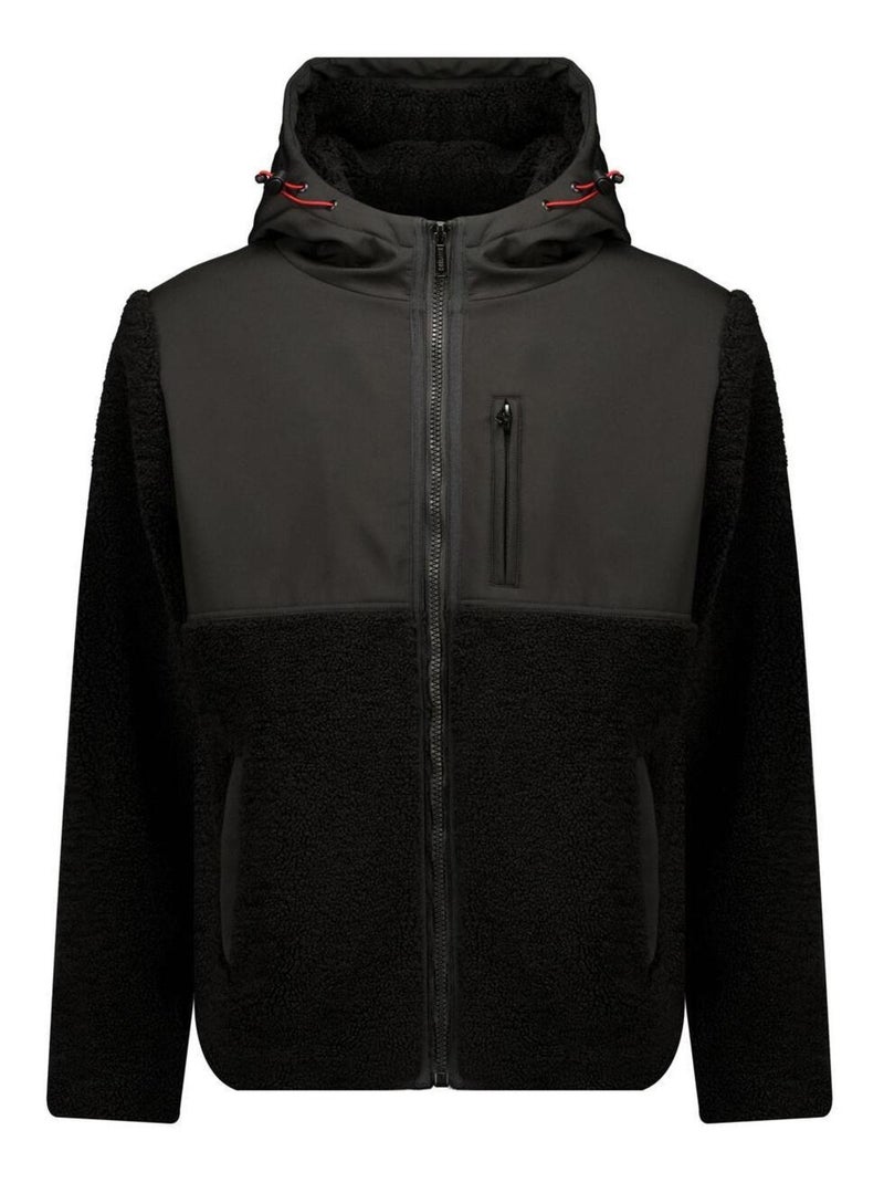 Veste zippée à capuche bi-matière  'Deeluxe' Noir - Kiabi