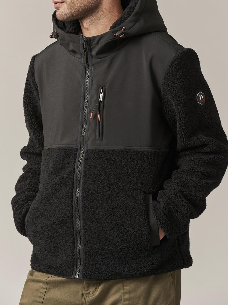 Veste zippée à capuche bi-matière  'Deeluxe' Noir - Kiabi