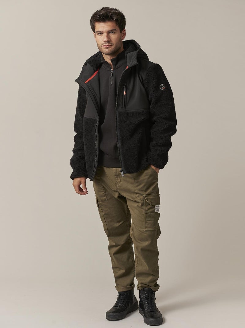 Veste zippée à capuche bi-matière  'Deeluxe' Noir - Kiabi
