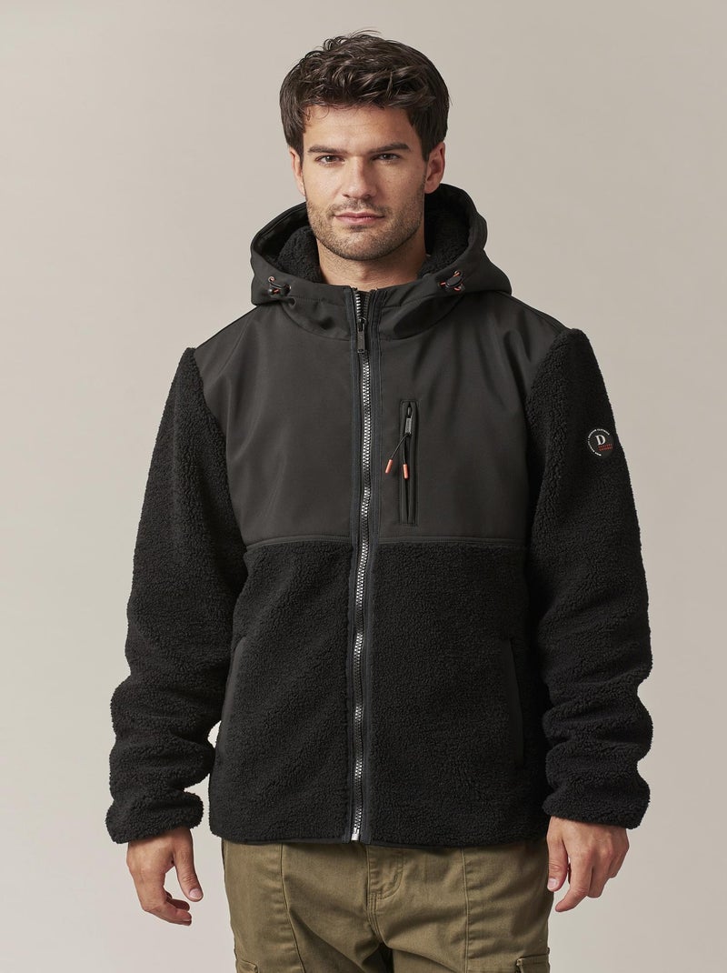Veste zippée à capuche bi-matière  'Deeluxe' Noir - Kiabi