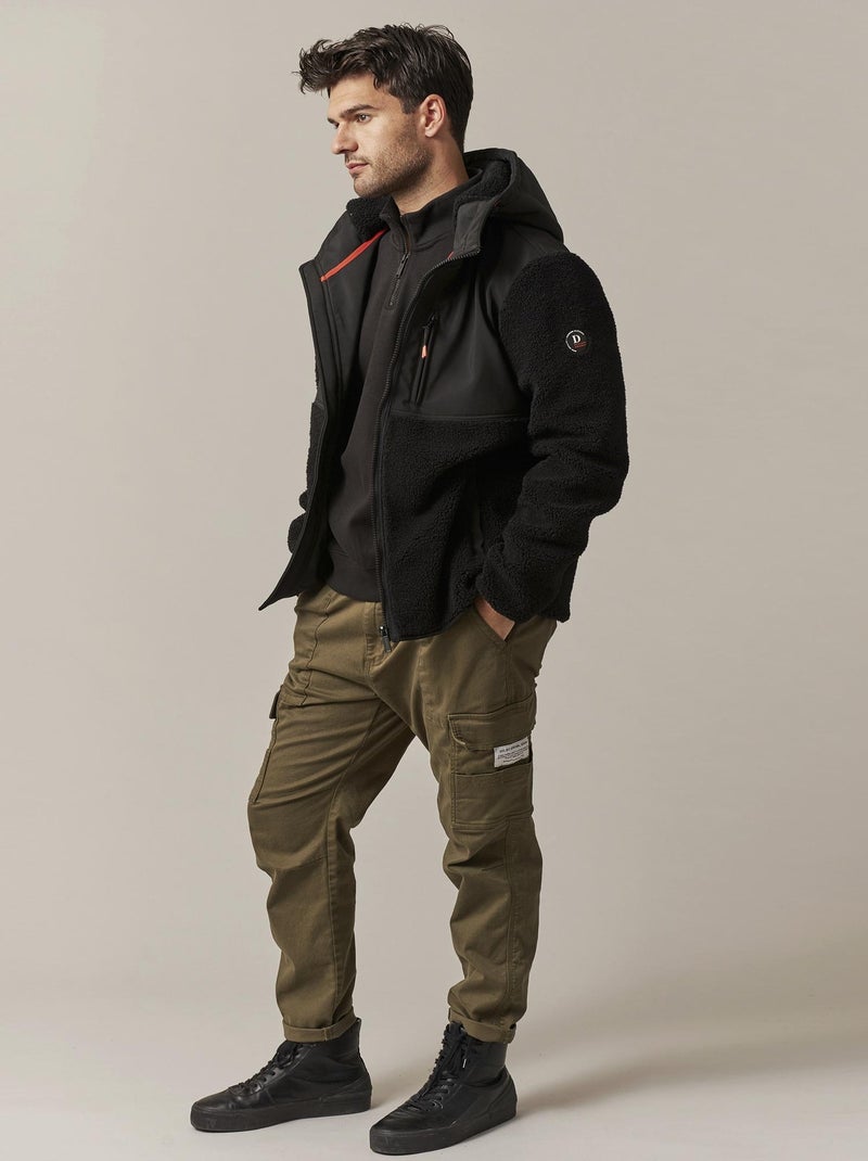 Veste zippée à capuche bi-matière  'Deeluxe' Noir - Kiabi