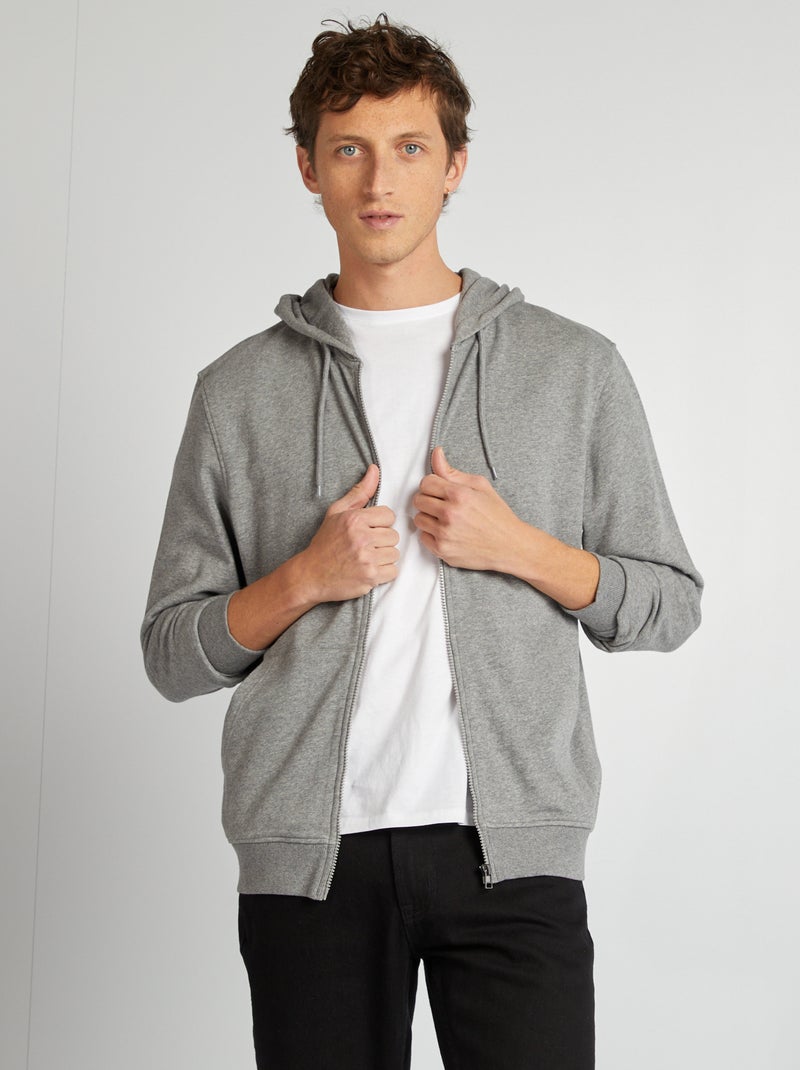 Veste zippée à capuche Gris - Kiabi