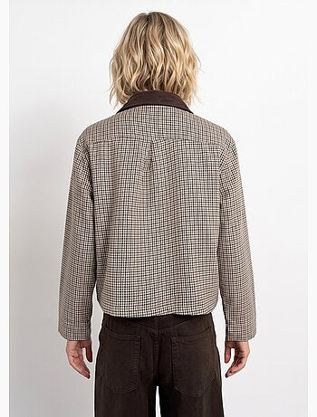 Veste zippée à carreaux et col velours - afibel