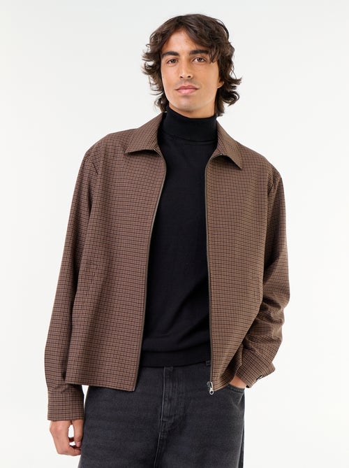 Veste zippée à carreaux - Kiabi