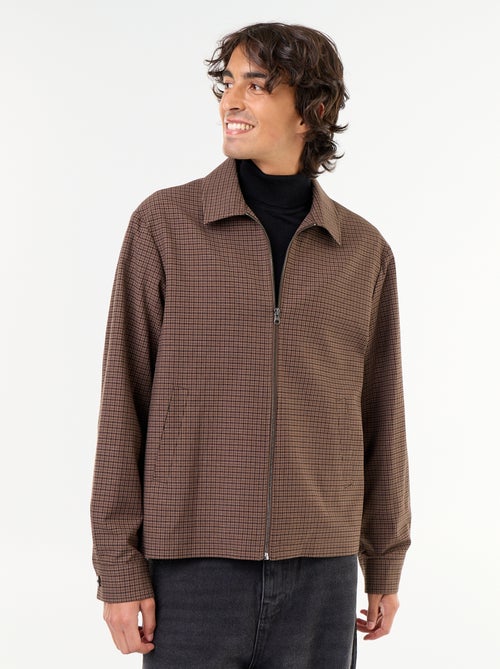 Veste zippée à carreaux - Kiabi