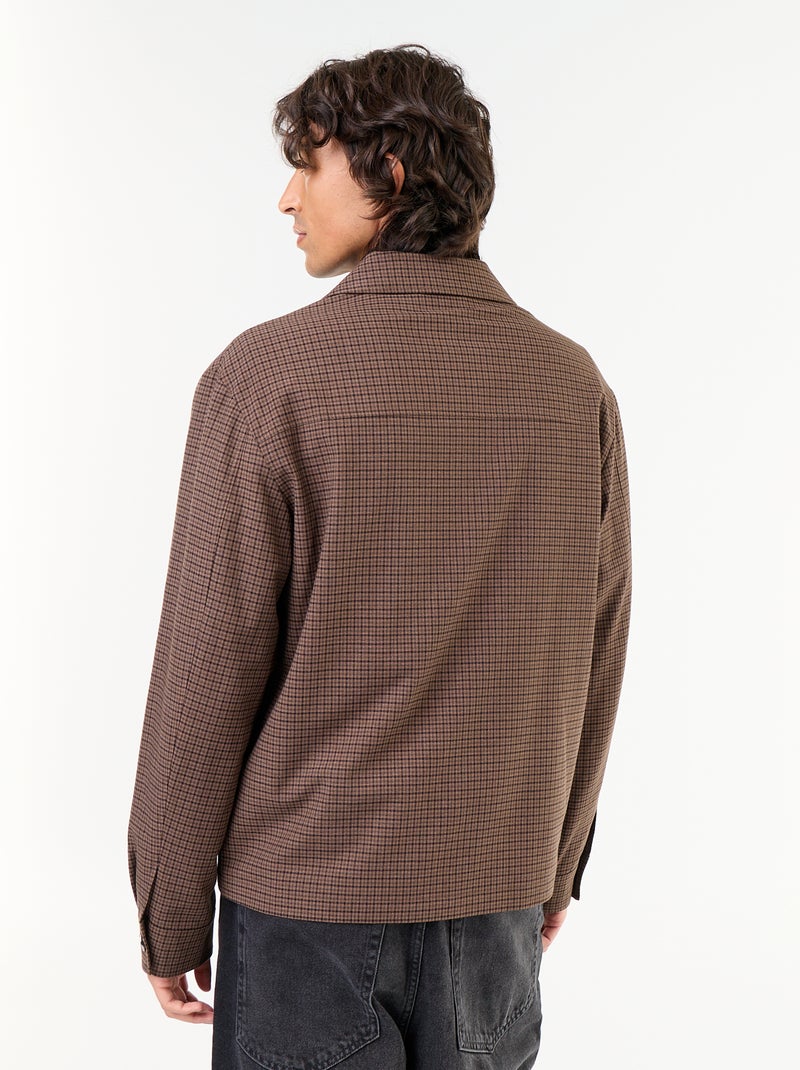 Veste zippée à carreaux Gris - Kiabi