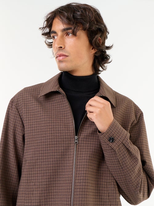 Veste zippée à carreaux - Kiabi