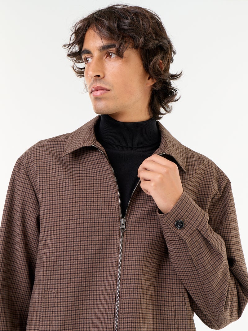 Veste zippée à carreaux Gris - Kiabi