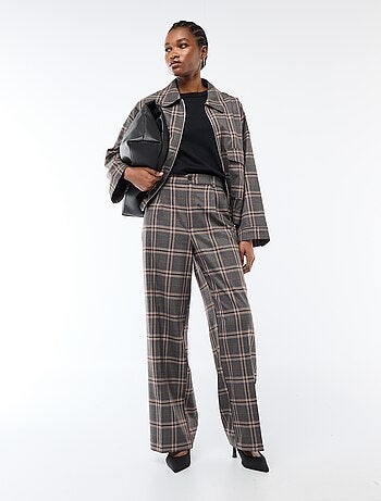 Veste zippée à carreaux poche plaquée