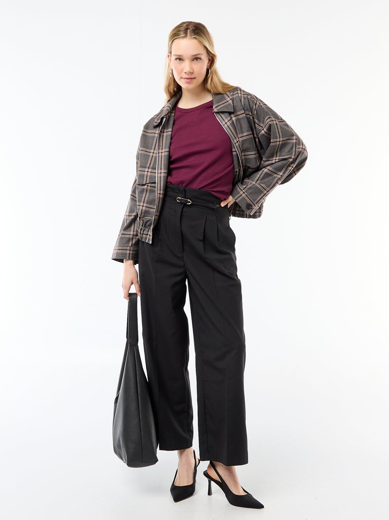 Veste zippée à carreaux poche plaquée Gris - Kiabi