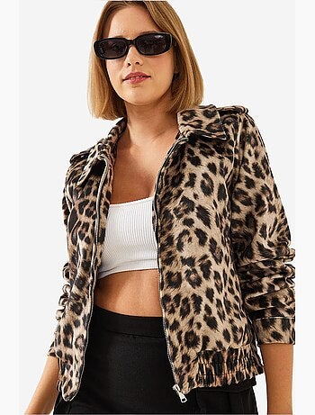 Veste zippée à imprimé léopard lucci