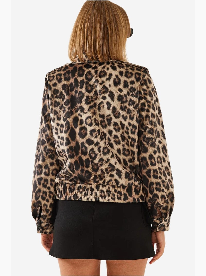 Veste zippée à imprimé léopard lucci Grège - Kiabi