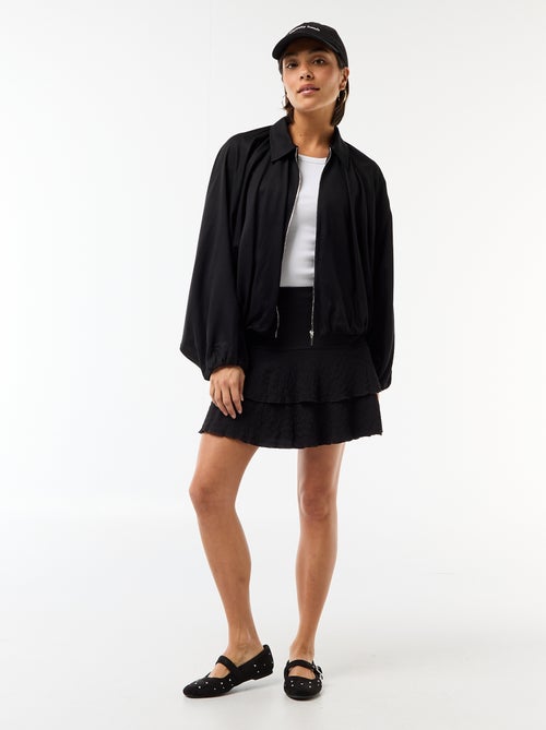 Veste zippée avec manches bouffantes - Kiabi