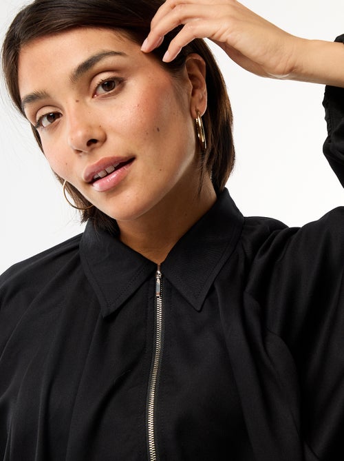 Veste zippée avec manches bouffantes - Kiabi