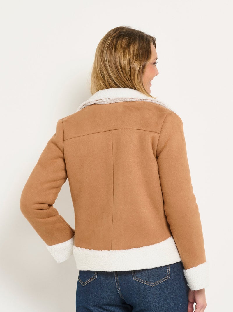 Veste zippée aviateur façon mouton retourné - AFIBEL Marron - Kiabi
