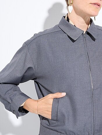 Veste zippée chinée foncée