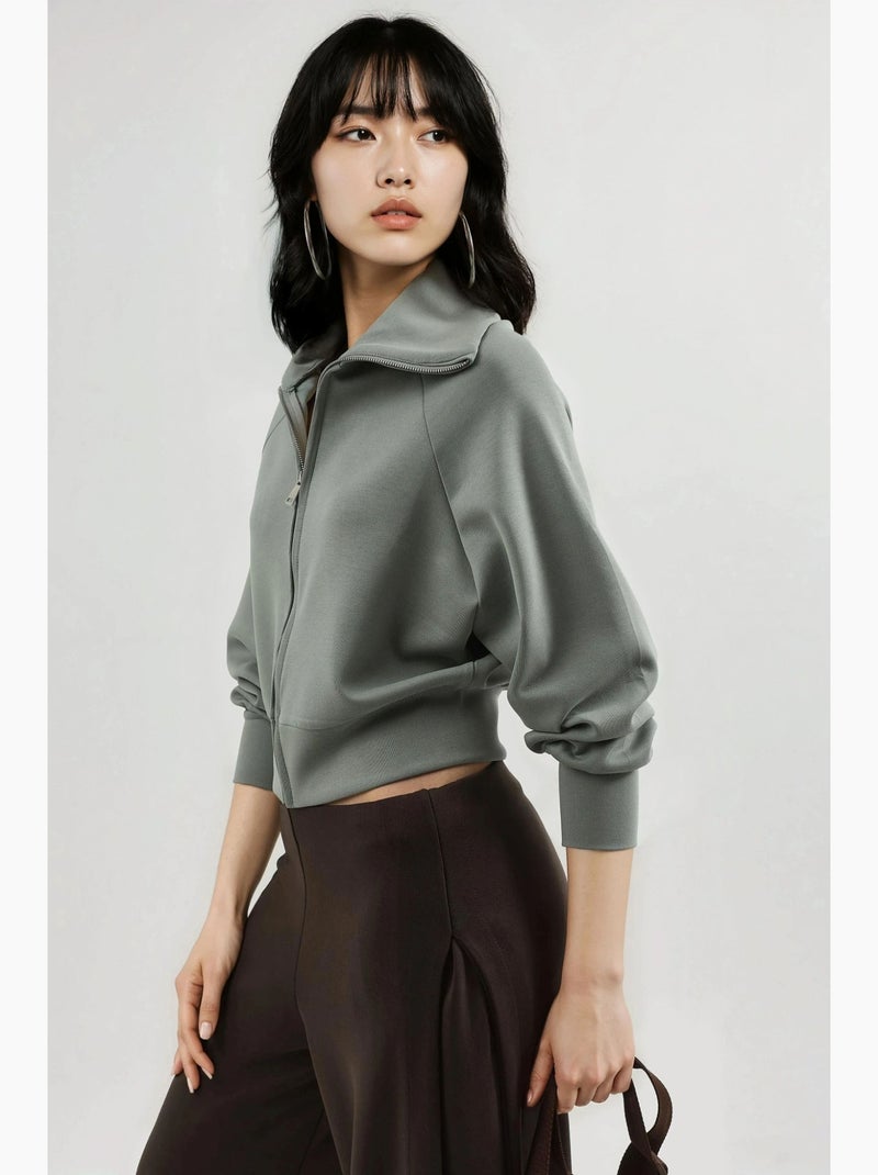 Veste zippée coupe décontractée avec col montant busem Vert pastel - Kiabi