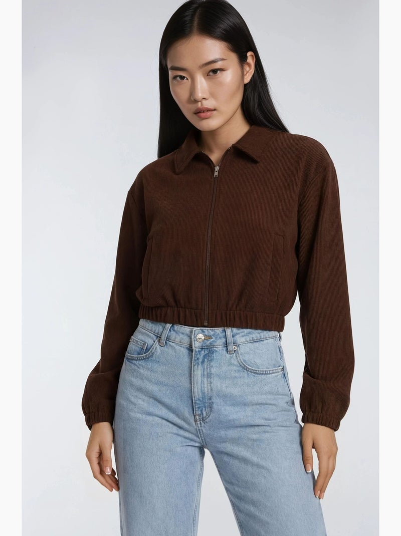 Veste zippée coupe décontractée avec poches mixray Marron foncé - Kiabi