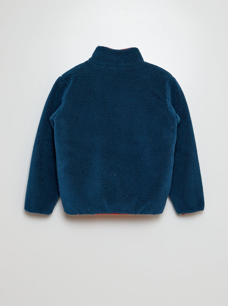 Veste zippée effet moutonné Bleu - Kiabi