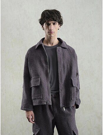 Veste zippée en coton texturé giesto