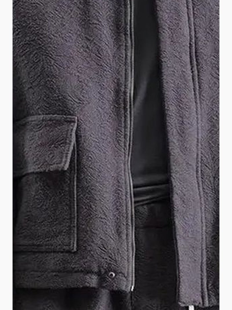 Veste zippée en coton texturé giesto Gris - Kiabi