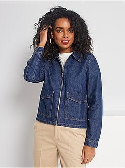 Veste zippée en denim - Kiabi