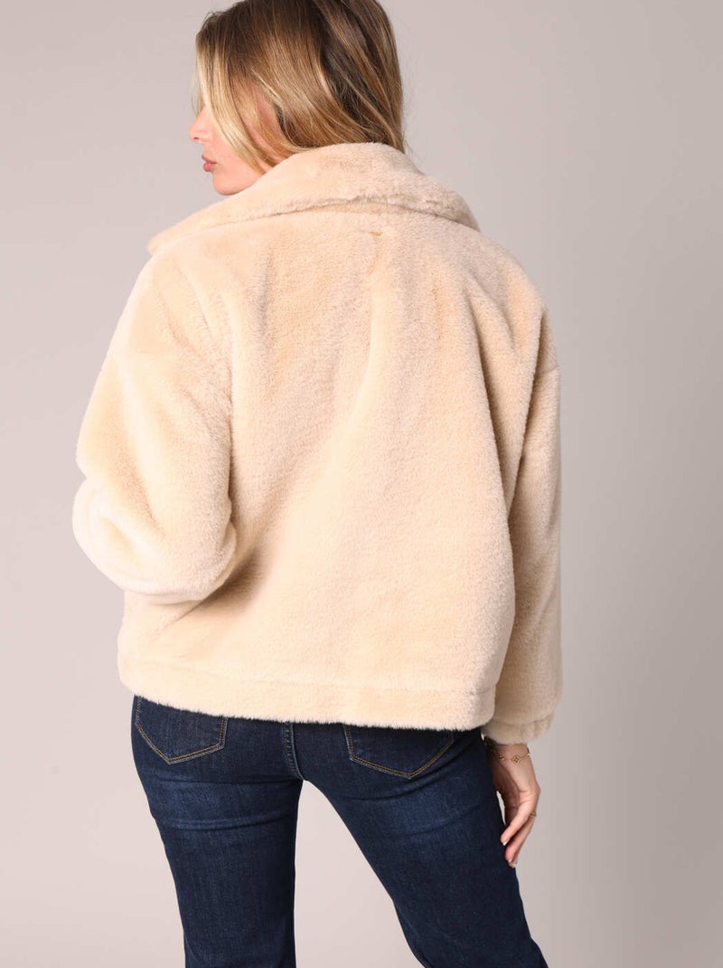 Veste zippée en imitation fourrure avec poches à rabat
 'Deeluxe' Beige - Kiabi