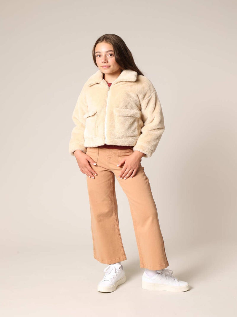 Veste zippée en imitation fourrure pour fille
 'Deeluxe' Beige - Kiabi