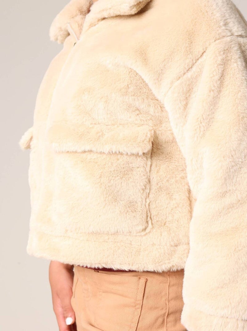 Veste zippée en imitation fourrure pour fille
 'Deeluxe' Beige - Kiabi