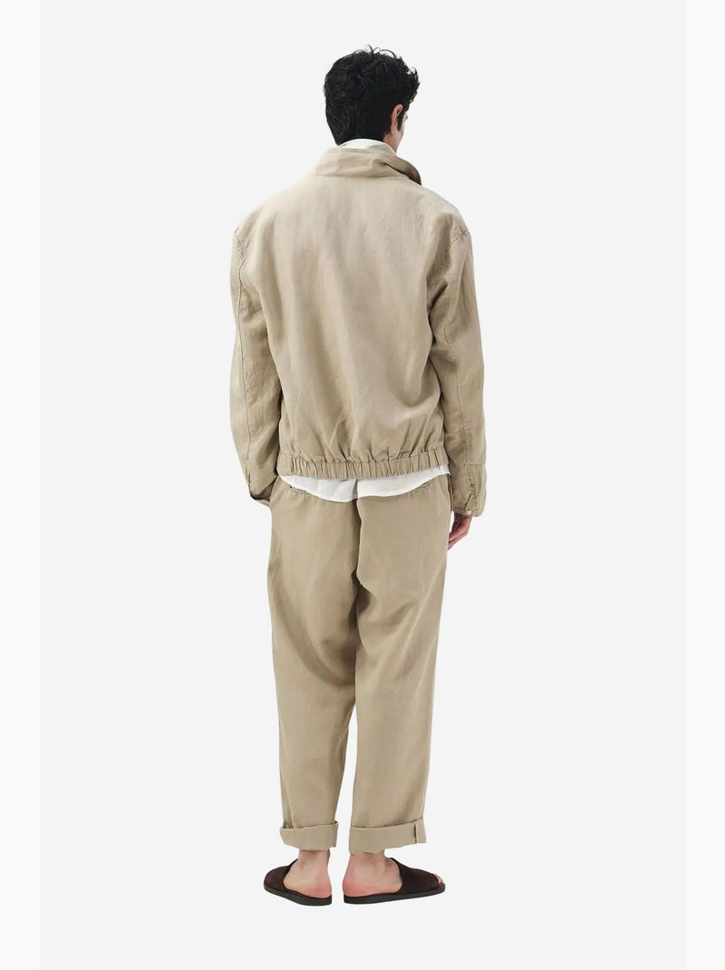 Veste zippée en lyocell et lin giesto Beige argile - Kiabi