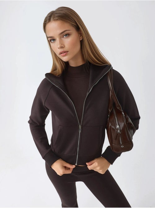 Veste zippée en mélange de coton avec col. Busem - Kiabi