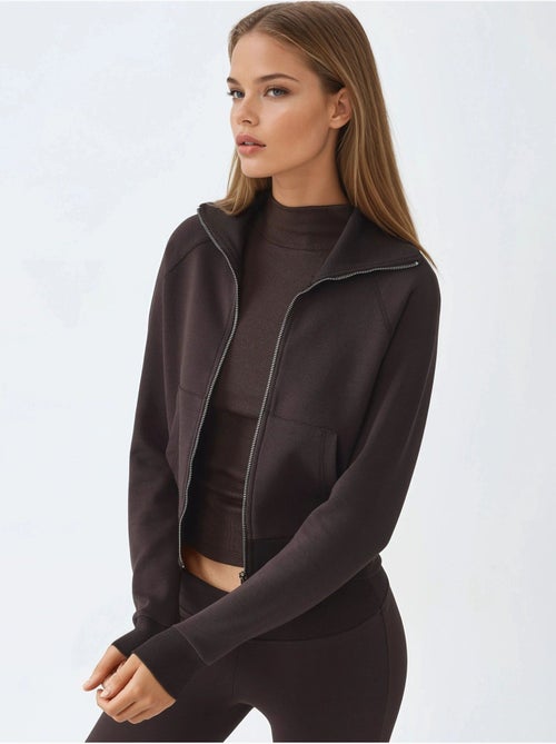 Veste zippée en mélange de coton avec col. Busem - Kiabi